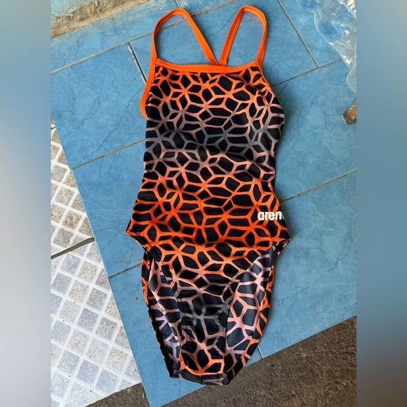 Arena Orange Print Polycarbonite II Challenge One Piece Swimsuit - Picture 2 of 7